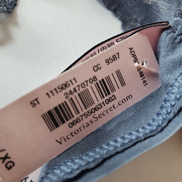 NEW True Vintage Victoria Secret Low Rise Thong Sz XL Lace Cotton Dark Gray - Picture 5 of 6